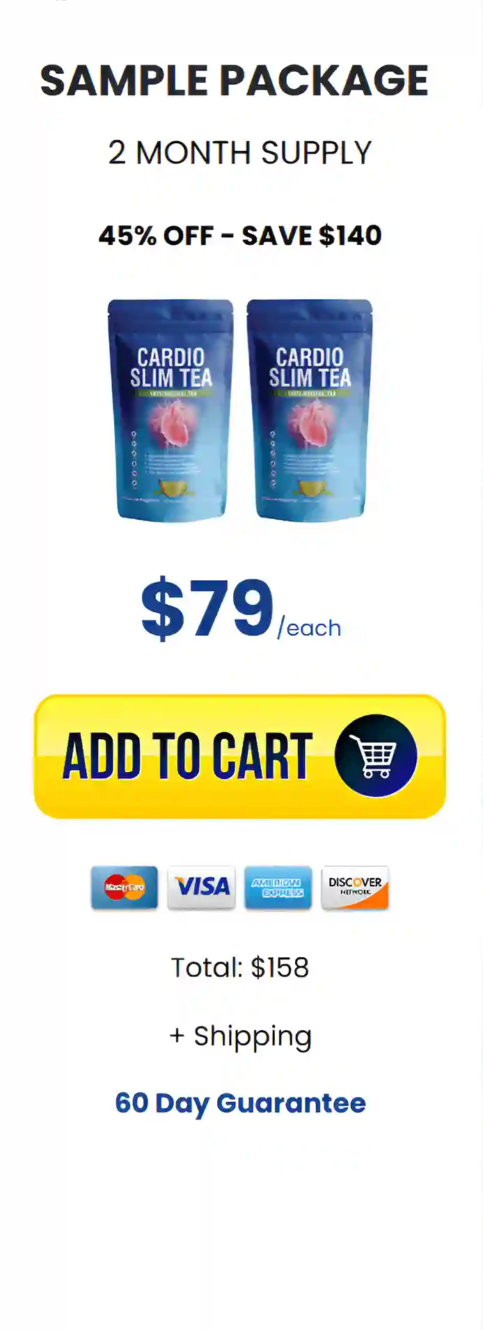 Cardio Slim Tea 2 Packages  Pricing
